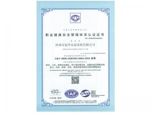 職業(yè)健康安全管理體系認(rèn)證證書(shū)
